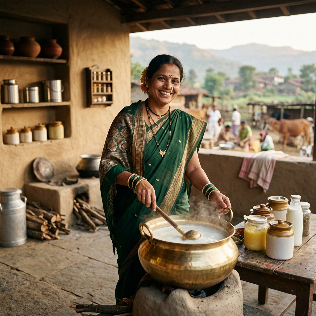 Rural Woman Crafting Pure Dairy Products